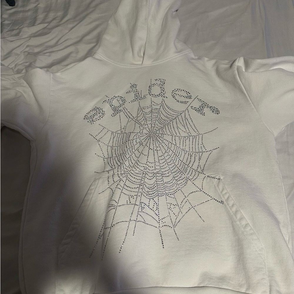 Kids White Spider Web Hoodie